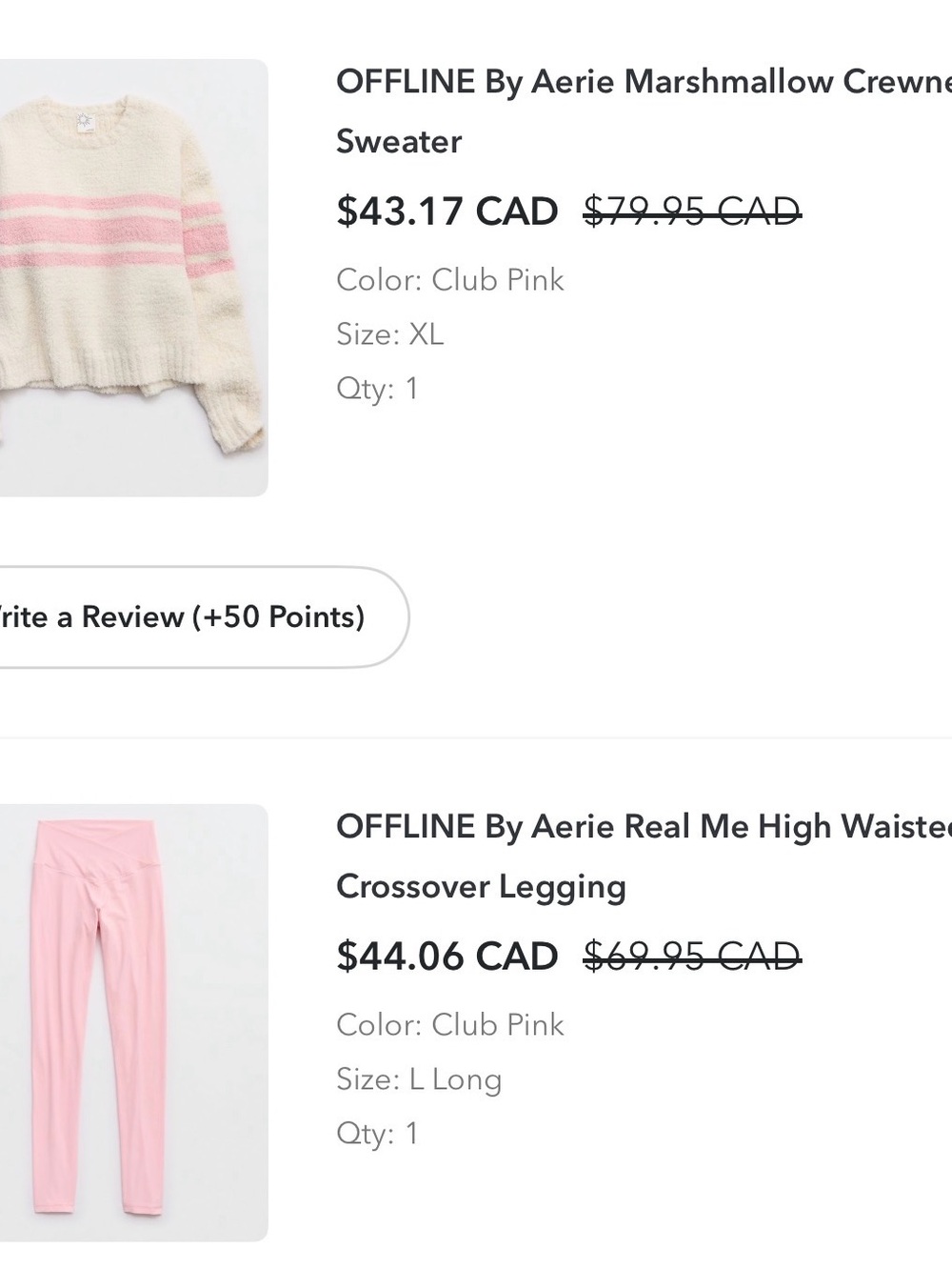 OFFLINE By Aerie Marshmallow Crewneck Sweater - Club Pink & Cream